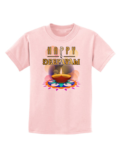 Happy Deepavali - Rangoli and Diya Childrens T-Shirt-Childrens T-Shirt-TooLoud-PalePink-X-Small-Davson Sales