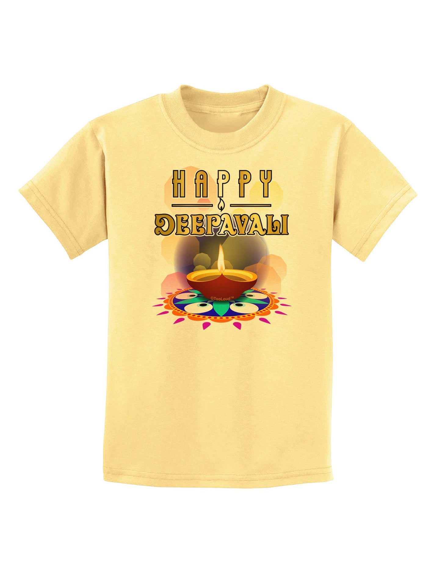 Happy Deepavali - Rangoli and Diya Childrens T-Shirt-Childrens T-Shirt-TooLoud-Daffodil-Yellow-X-Small-Davson Sales