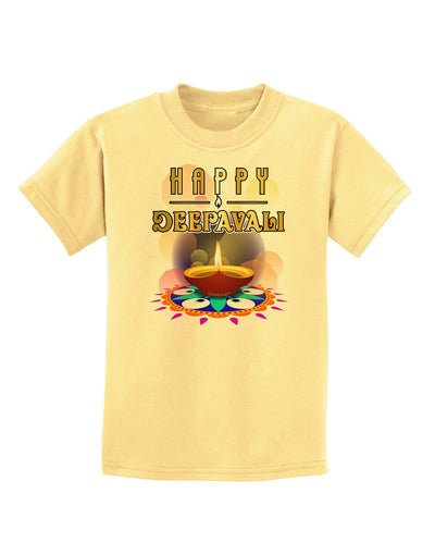 Happy Deepavali - Rangoli and Diya Childrens T-Shirt-Childrens T-Shirt-TooLoud-Daffodil-Yellow-X-Small-Davson Sales