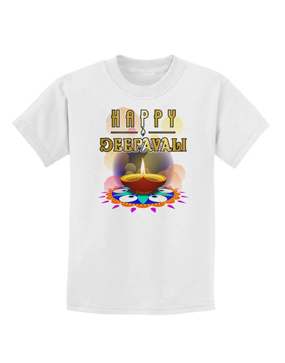 Happy Deepavali - Rangoli and Diya Childrens T-Shirt-Childrens T-Shirt-TooLoud-White-X-Small-Davson Sales