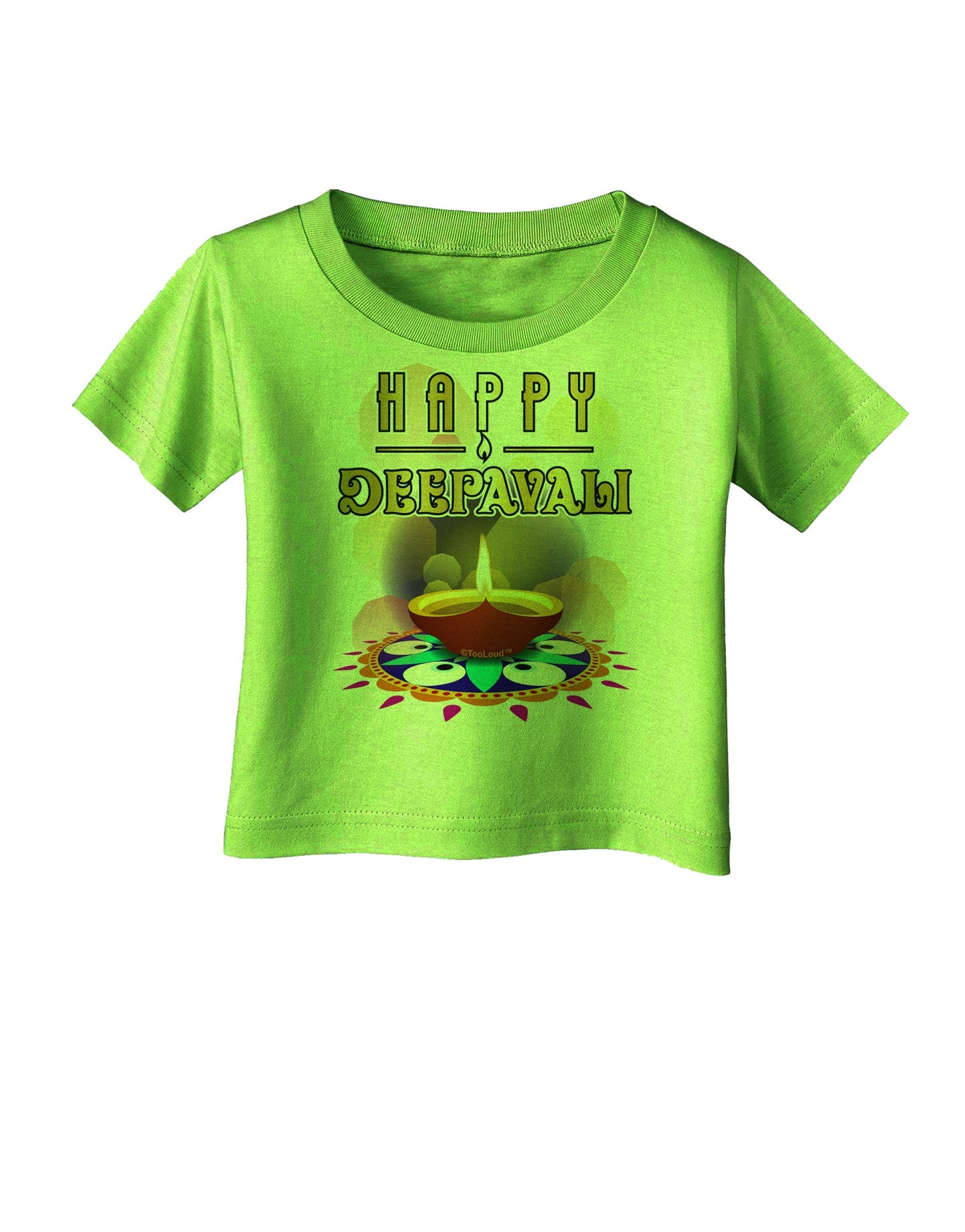 Happy Deepavali - Rangoli and Diya Infant T-Shirt-Infant T-Shirt-TooLoud-Lime-Green-06-Months-Davson Sales