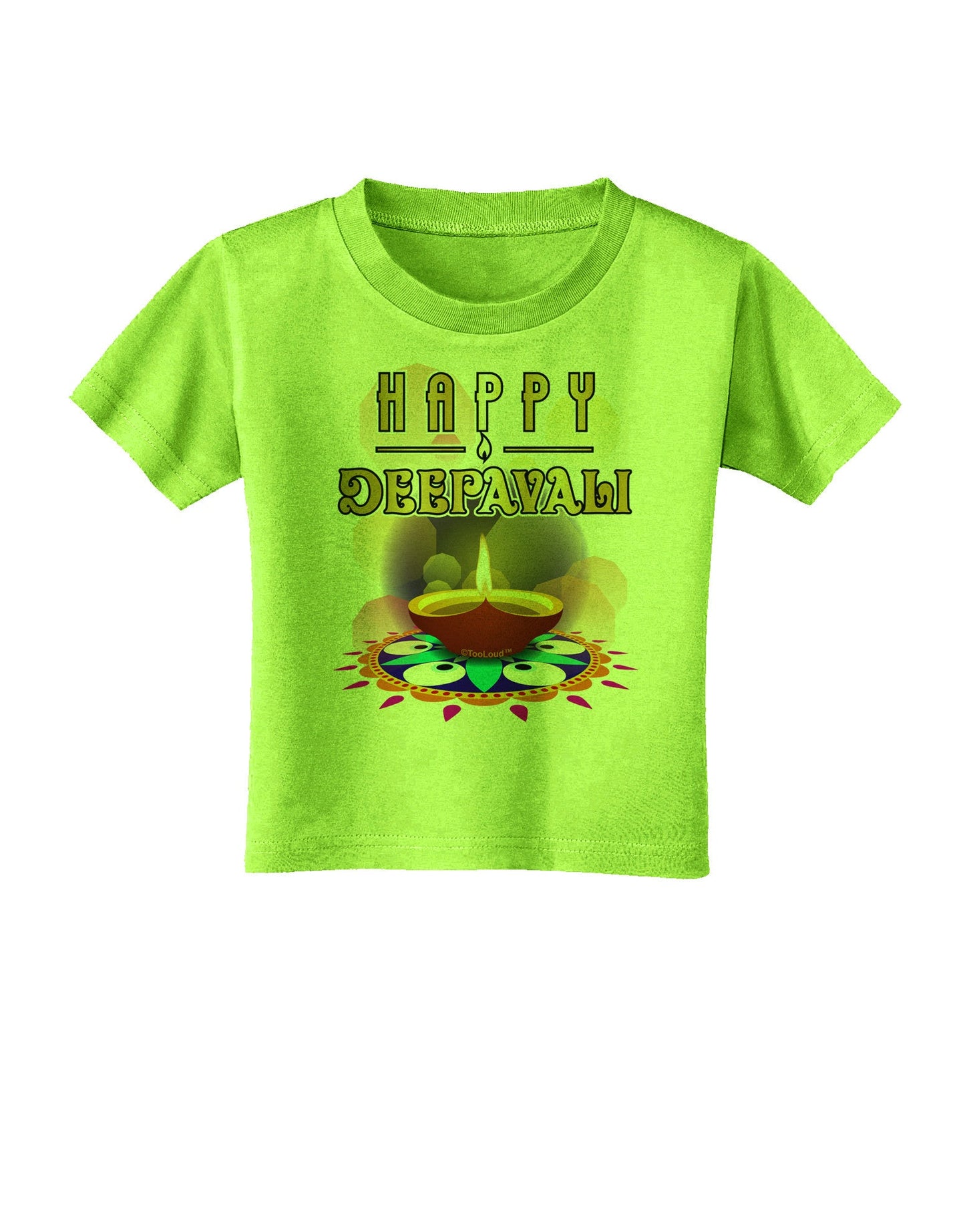 Happy Deepavali - Rangoli and Diya Toddler T-Shirt-Toddler T-Shirt-TooLoud-Lime-Green-2T-Davson Sales