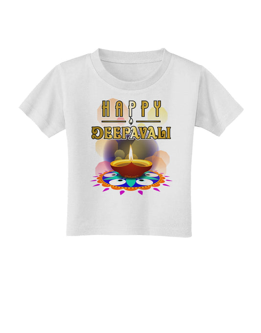 Happy Deepavali - Rangoli and Diya Toddler T-Shirt-Toddler T-Shirt-TooLoud-White-2T-Davson Sales