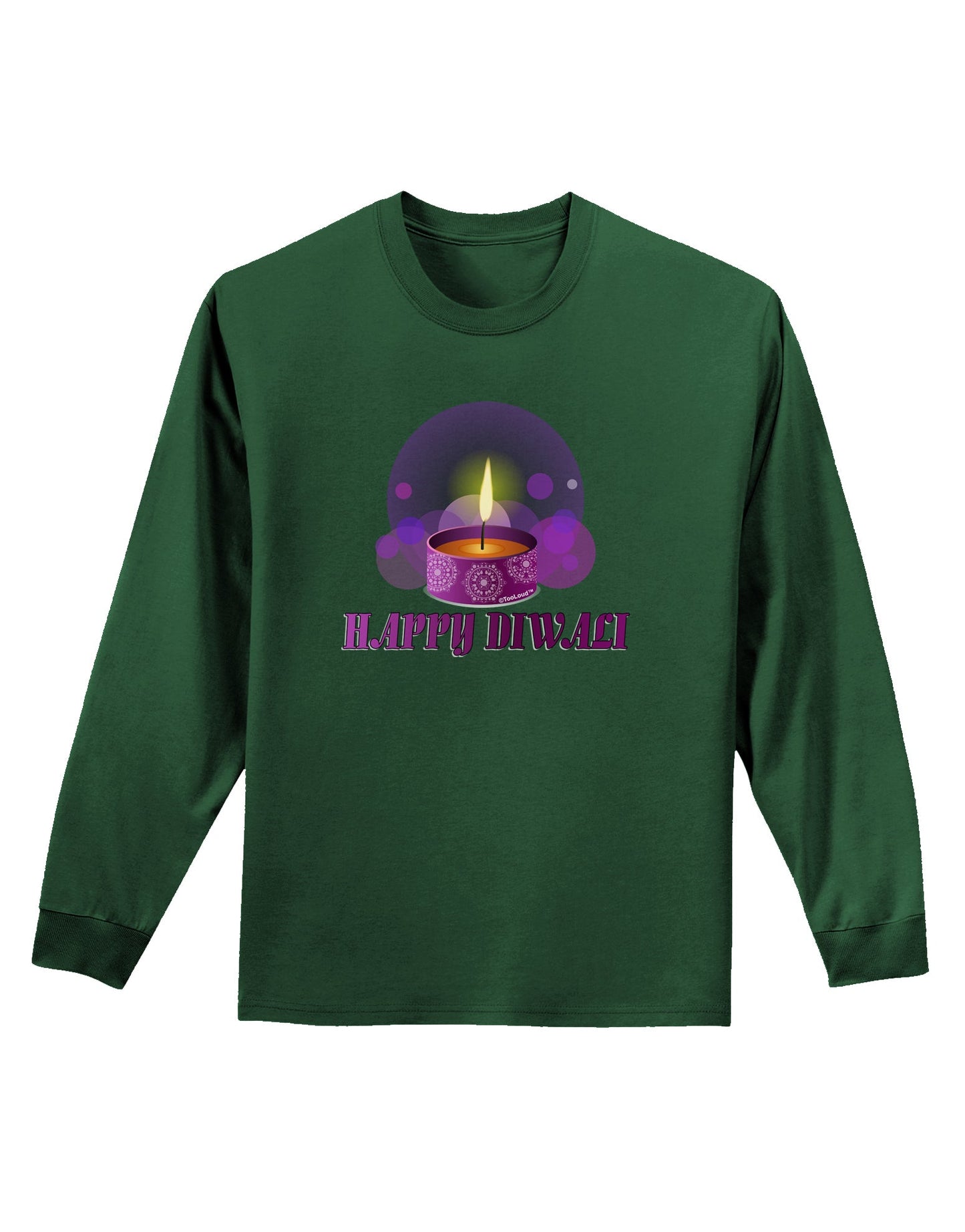 Happy Diwali Purple Candle Adult Long Sleeve Dark T-Shirt by TooLoud-TooLoud-Dark-Green-Small-Davson Sales