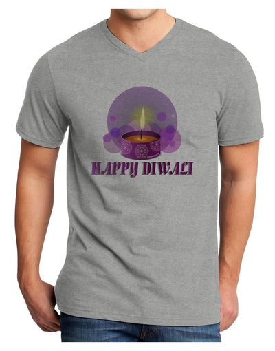 Happy Diwali Purple Candle Adult V-Neck T-shirt by TooLoud-Mens V-Neck T-Shirt-TooLoud-HeatherGray-Small-Davson Sales