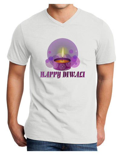 Happy Diwali Purple Candle Adult V-Neck T-shirt by TooLoud-Mens V-Neck T-Shirt-TooLoud-White-Small-Davson Sales