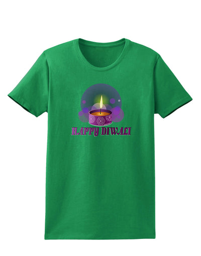 Happy Diwali Purple Candle Womens Dark T-Shirt by TooLoud-Womens T-Shirt-TooLoud-Kelly-Green-X-Small-Davson Sales