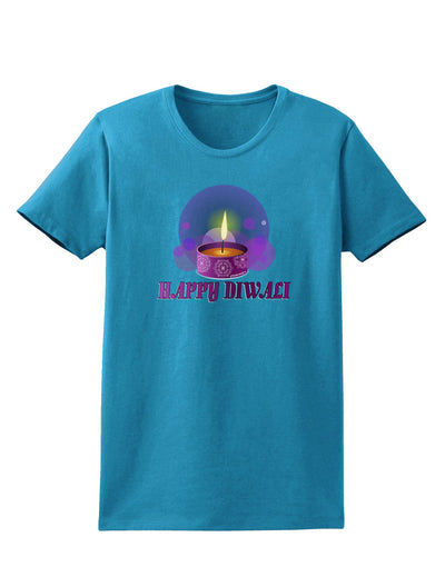 Happy Diwali Purple Candle Womens Dark T-Shirt by TooLoud-Womens T-Shirt-TooLoud-Turquoise-X-Small-Davson Sales