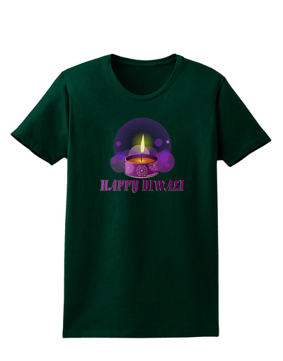 Happy Diwali Purple Candle Womens Dark T-Shirt by TooLoud-Womens T-Shirt-TooLoud-Forest-Green-Small-Davson Sales