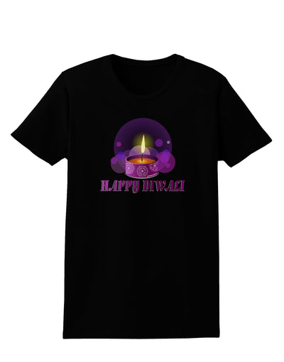 Happy Diwali Purple Candle Womens Dark T-Shirt by TooLoud-Womens T-Shirt-TooLoud-Black-X-Small-Davson Sales