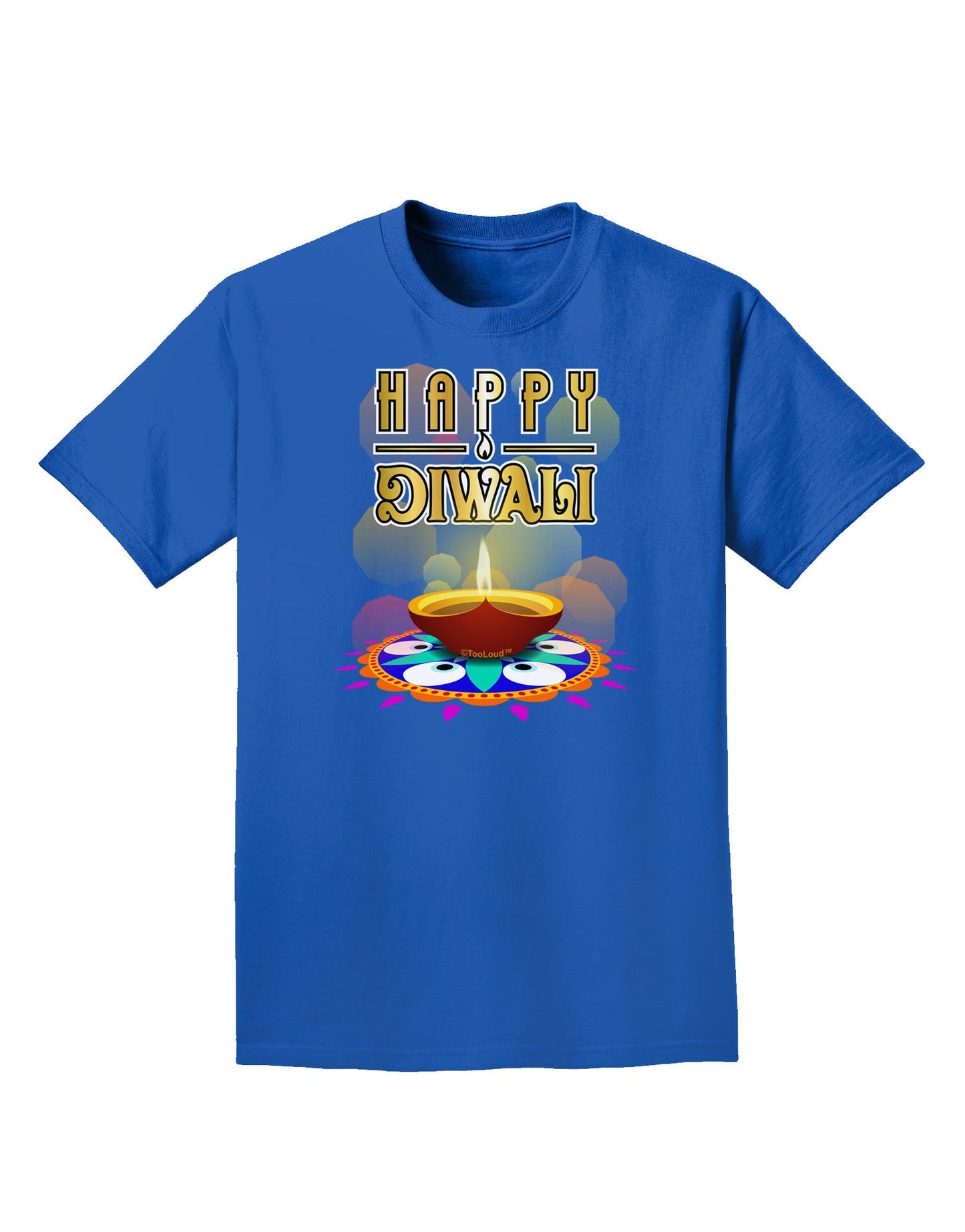 Happy Diwali - Rangoli and Diya Adult Dark T-Shirt-Mens T-Shirt-TooLoud-Royal-Blue-Small-Davson Sales