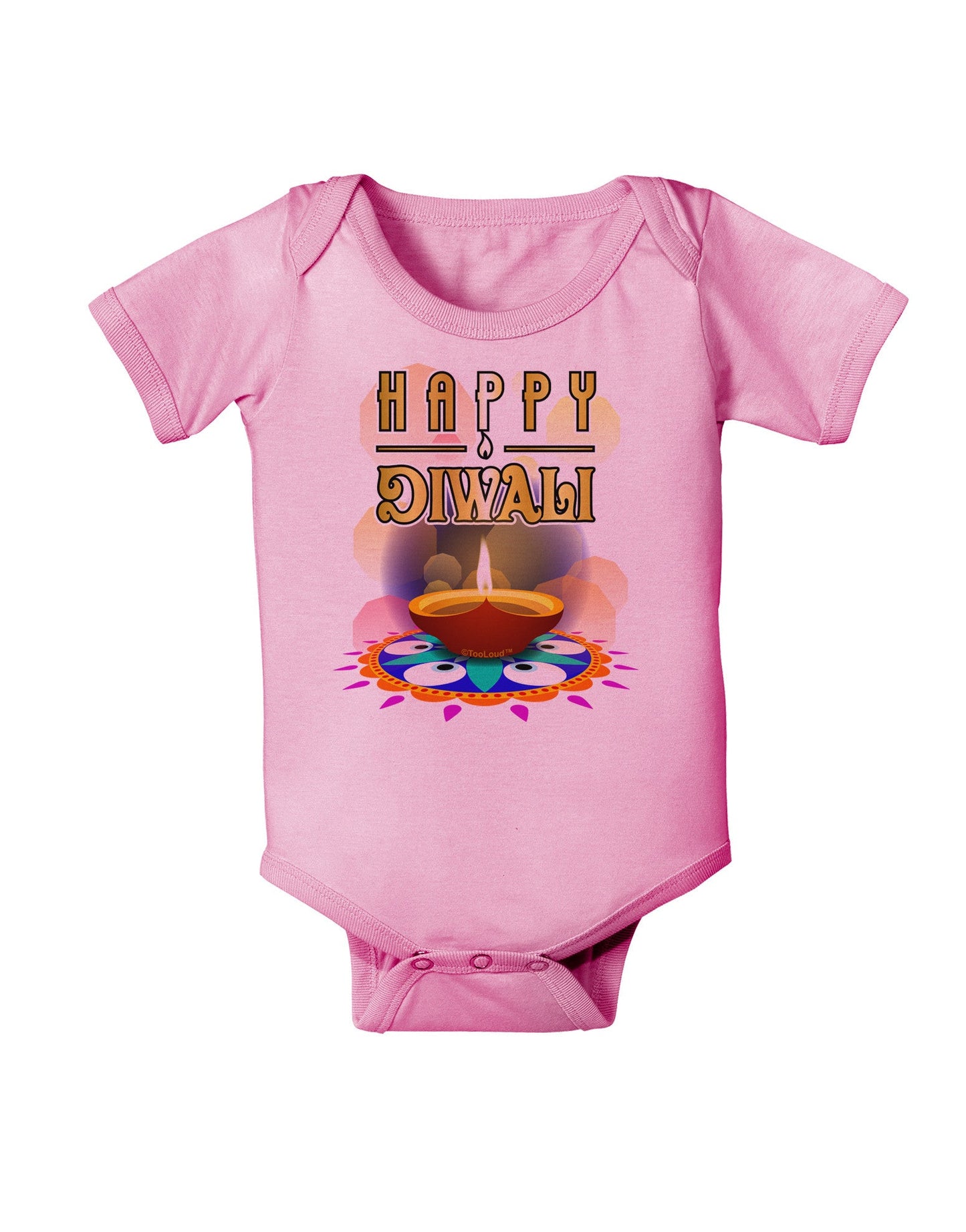 Happy Diwali - Rangoli and Diya Baby Romper Bodysuit by-Baby Romper-TooLoud-Pink-06-Months-Davson Sales