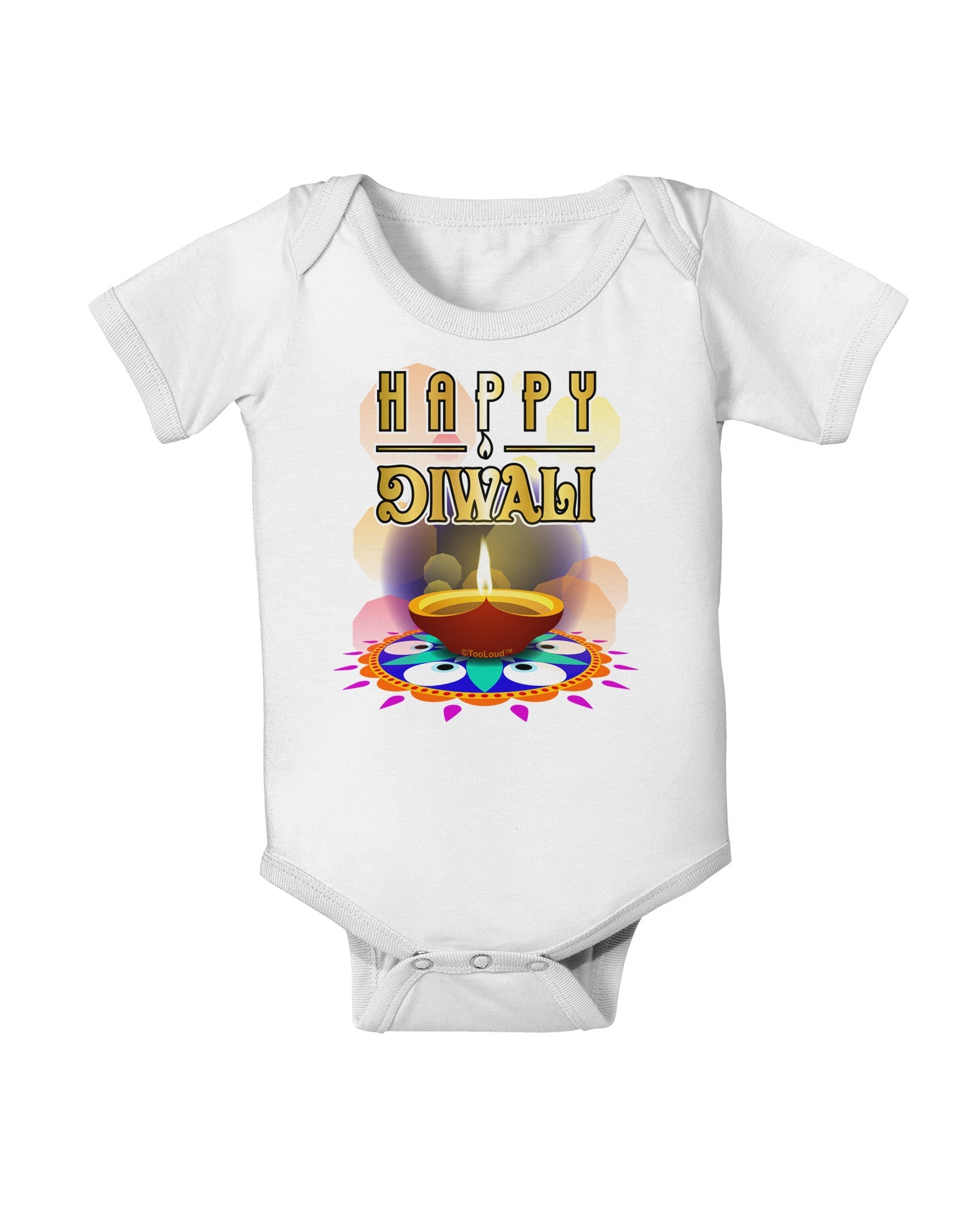 Happy Diwali - Rangoli and Diya Baby Romper Bodysuit by-Baby Romper-TooLoud-White-06-Months-Davson Sales