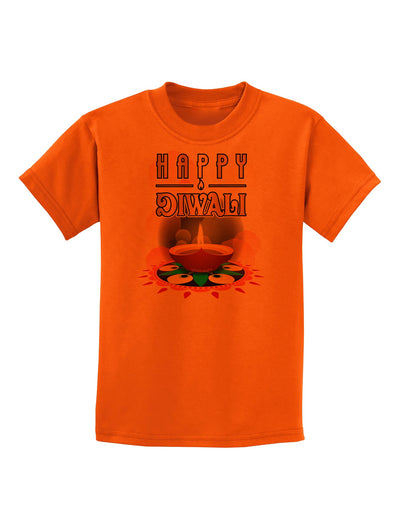 Happy Diwali - Rangoli and Diya Childrens T-Shirt-Childrens T-Shirt-TooLoud-Orange-X-Small-Davson Sales