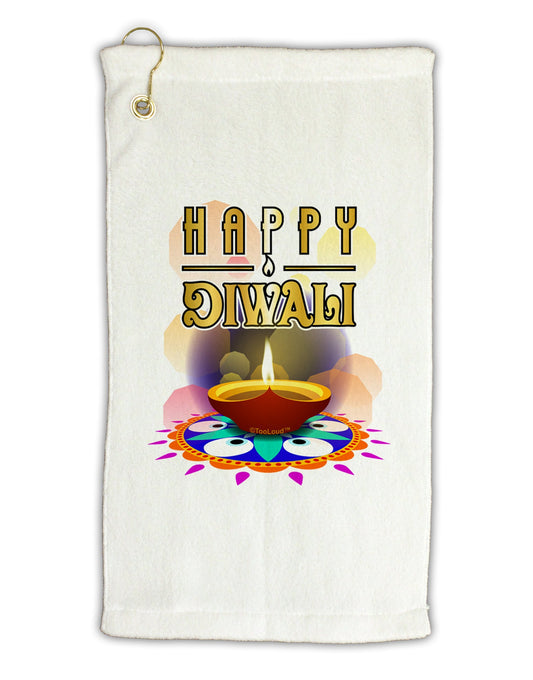 Happy Diwali - Rangoli and Diya Micro Terry Gromet Golf Towel 16 x 25 inch by TooLoud-Golf Towel-TooLoud-White-Davson Sales