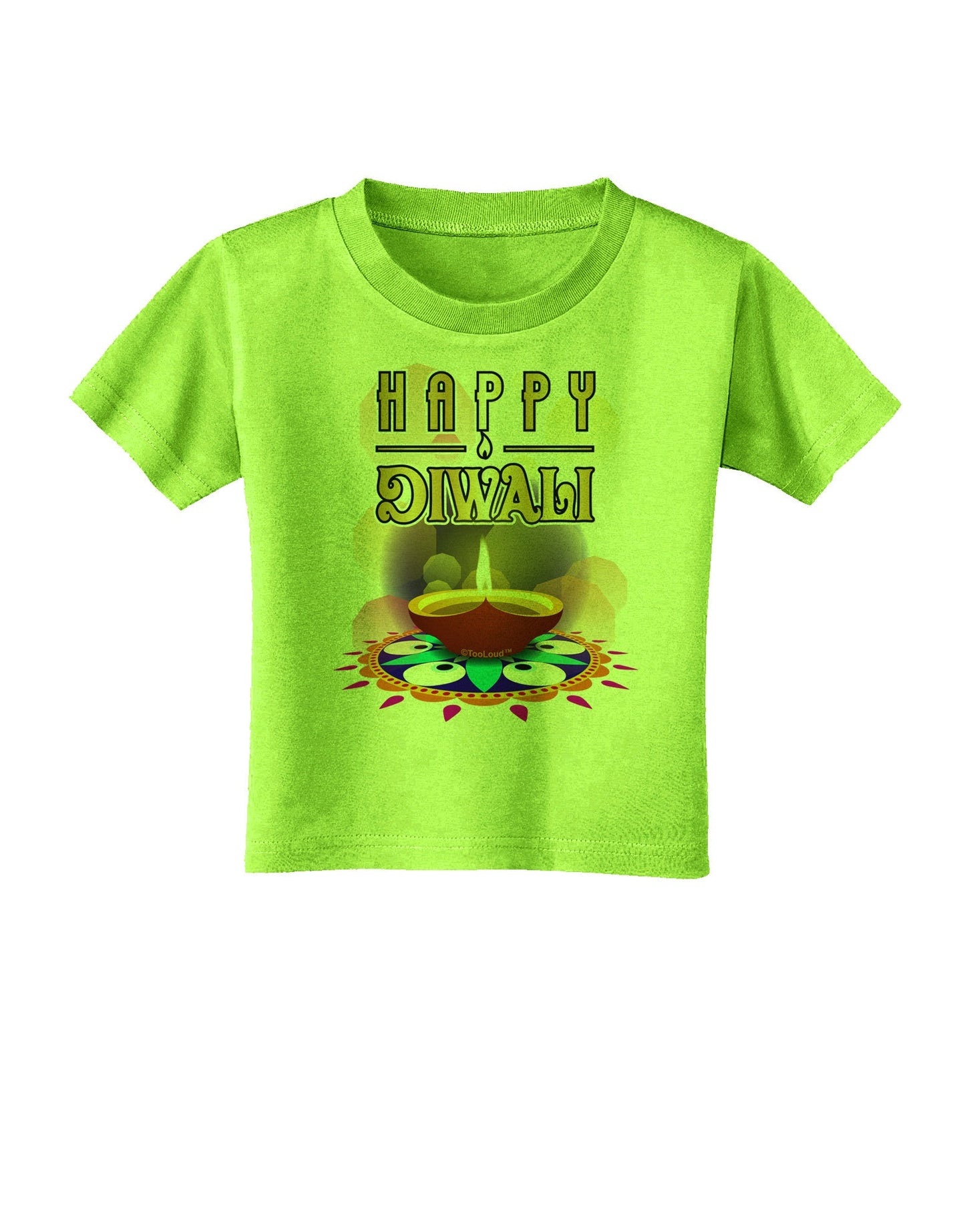 Happy Diwali - Rangoli and Diya Toddler T-Shirt-Toddler T-Shirt-TooLoud-Lime-Green-2T-Davson Sales