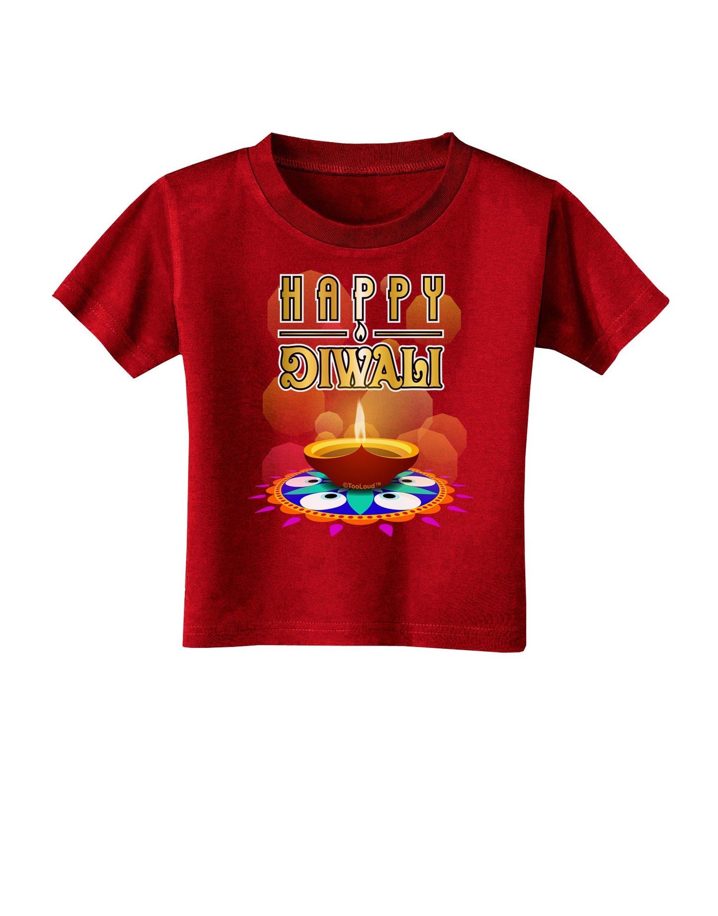 Happy Diwali - Rangoli and Diya Toddler T-Shirt Dark by-Toddler T-Shirt-TooLoud-Red-2T-Davson Sales