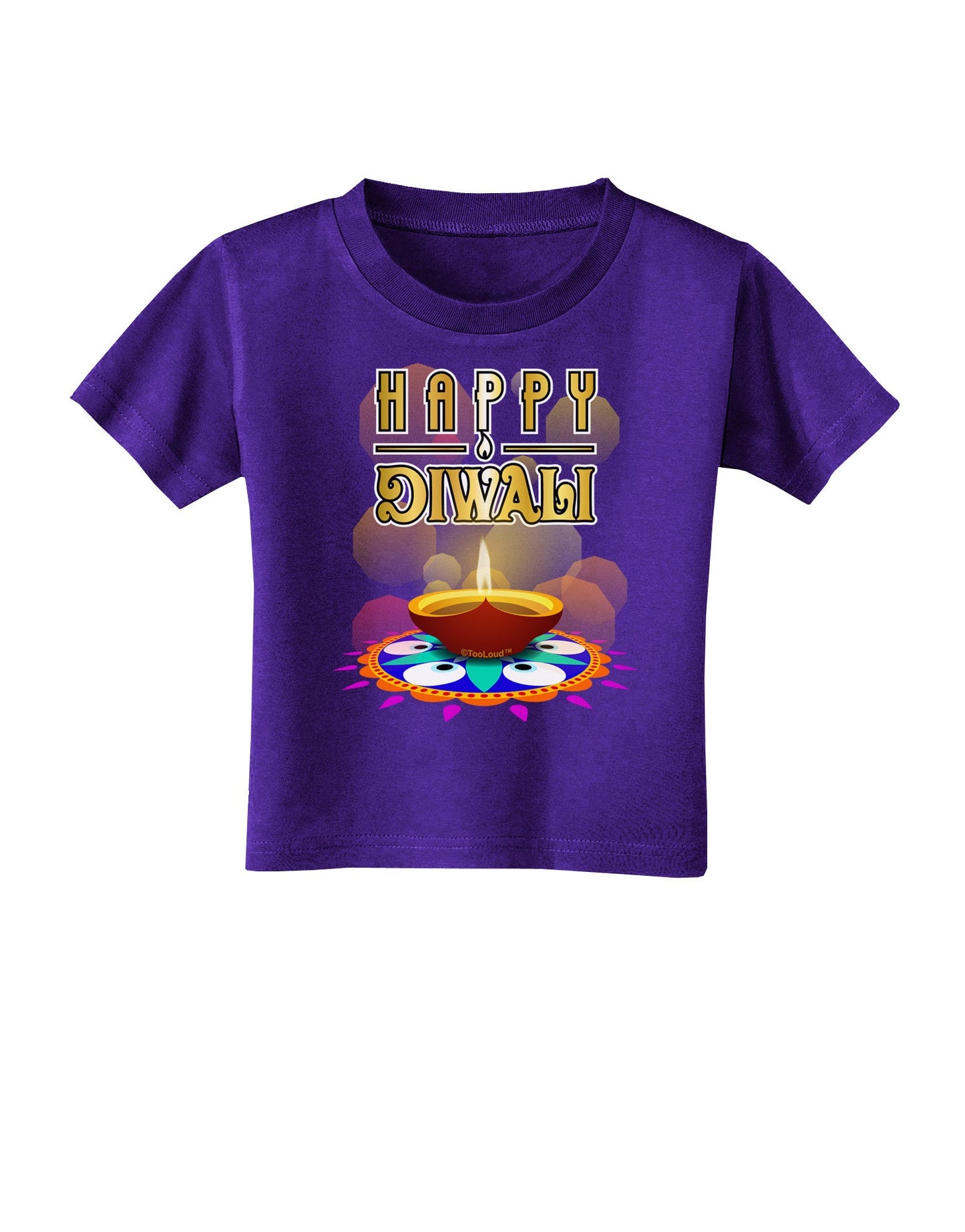 Happy Diwali - Rangoli and Diya Toddler T-Shirt Dark by-Toddler T-Shirt-TooLoud-Purple-2T-Davson Sales