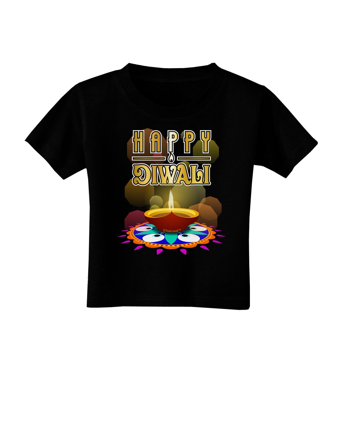 Happy Diwali - Rangoli and Diya Toddler T-Shirt Dark by-Toddler T-Shirt-TooLoud-Black-2T-Davson Sales