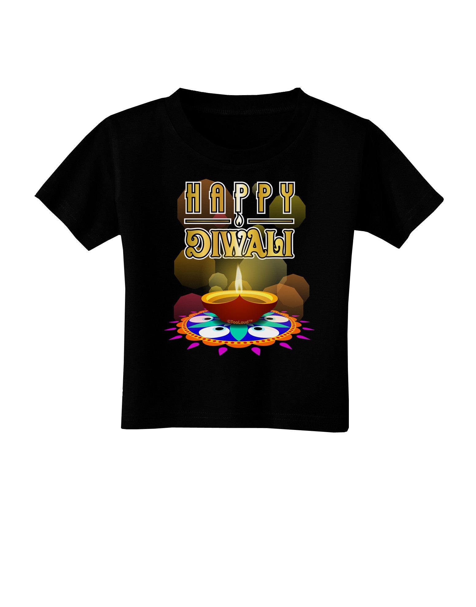 Happy Diwali - Rangoli and Diya Toddler T-Shirt Dark by-Toddler T-Shirt-TooLoud-Black-2T-Davson Sales