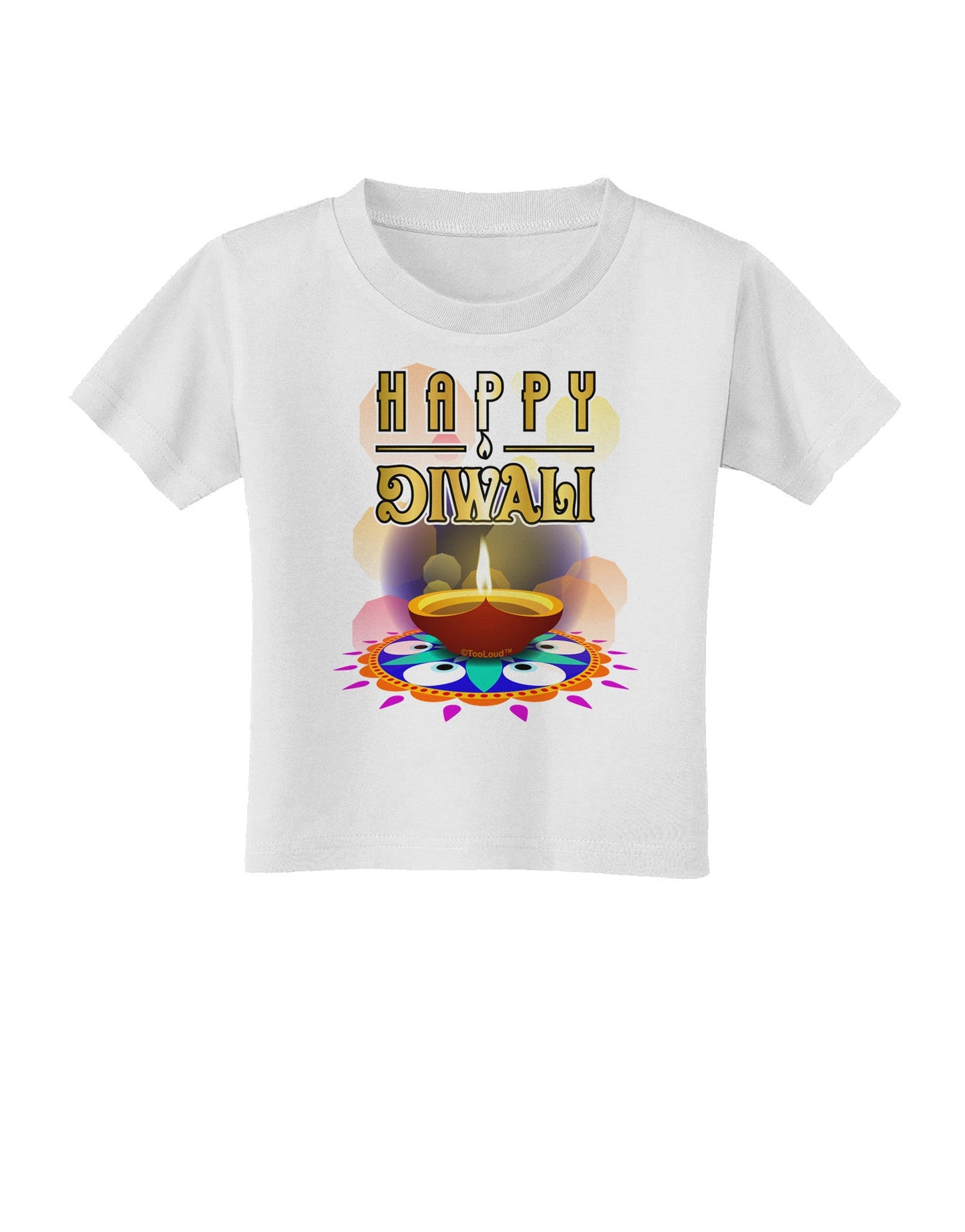 Happy Diwali - Rangoli and Diya Toddler T-Shirt-Toddler T-Shirt-TooLoud-White-2T-Davson Sales