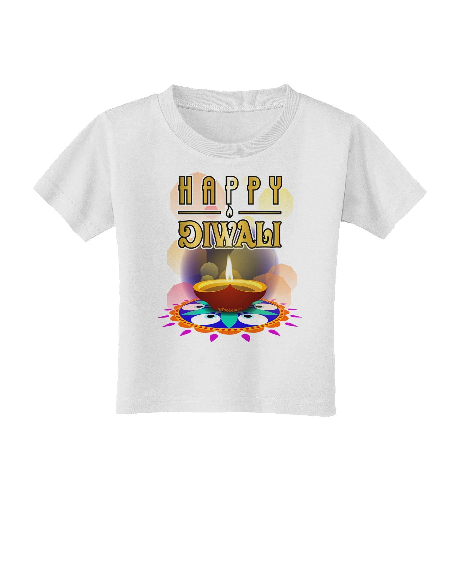 Happy Diwali - Rangoli and Diya Toddler T-Shirt-Toddler T-Shirt-TooLoud-White-2T-Davson Sales