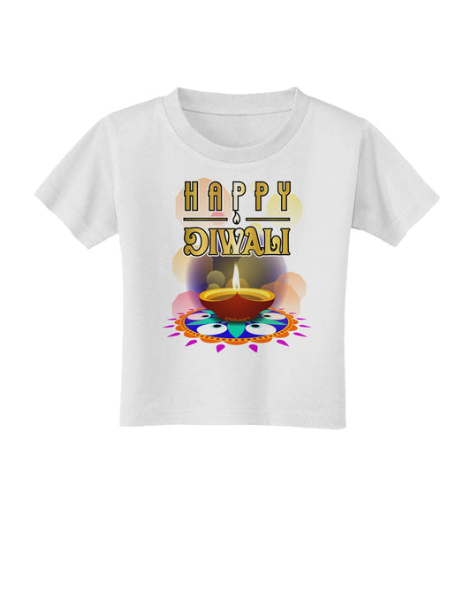 Happy Diwali - Rangoli and Diya Toddler T-Shirt-Toddler T-Shirt-TooLoud-White-2T-Davson Sales