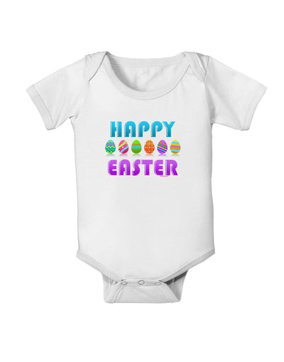 Happy Easter Decorated Eggs Baby Romper Bodysuit-Baby Romper-TooLoud-White-06-Months-Davson Sales