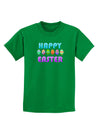 Happy Easter Decorated Eggs Childrens Dark T-Shirt-Childrens T-Shirt-TooLoud-Kelly-Green-X-Small-Davson Sales