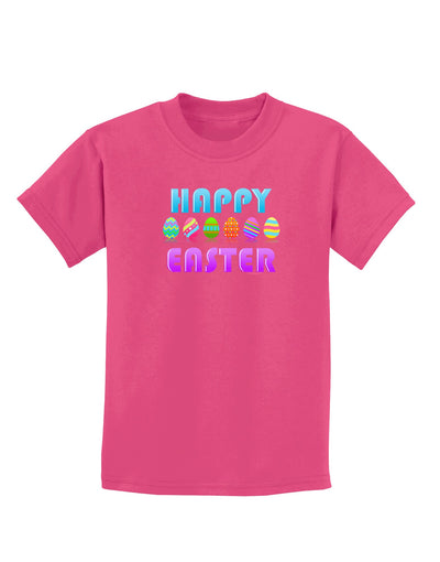 Happy Easter Decorated Eggs Childrens Dark T-Shirt-Childrens T-Shirt-TooLoud-Sangria-X-Small-Davson Sales