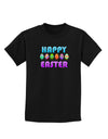 Happy Easter Decorated Eggs Childrens Dark T-Shirt-Childrens T-Shirt-TooLoud-Black-X-Small-Davson Sales