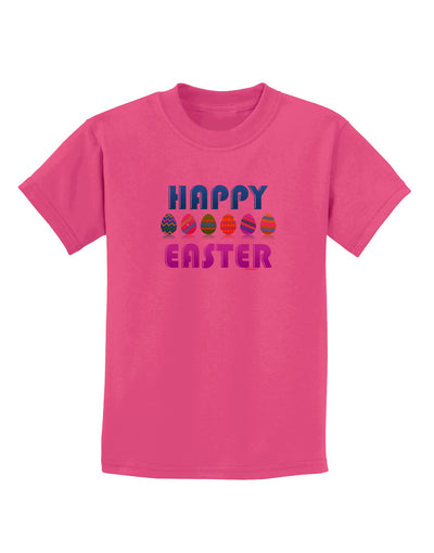 Happy Easter Decorated Eggs Childrens T-Shirt-Childrens T-Shirt-TooLoud-Sangria-X-Small-Davson Sales