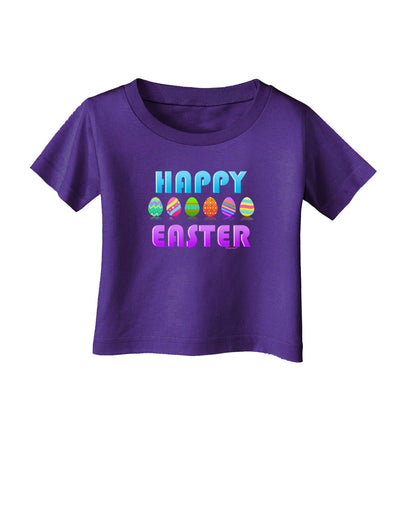 Happy Easter Decorated Eggs Infant T-Shirt Dark-Infant T-Shirt-TooLoud-Purple-06-Months-Davson Sales