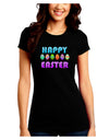 Happy Easter Decorated Eggs Juniors Petite Crew Dark T-Shirt-T-Shirts Juniors Tops-TooLoud-Black-Juniors Fitted Small-Davson Sales