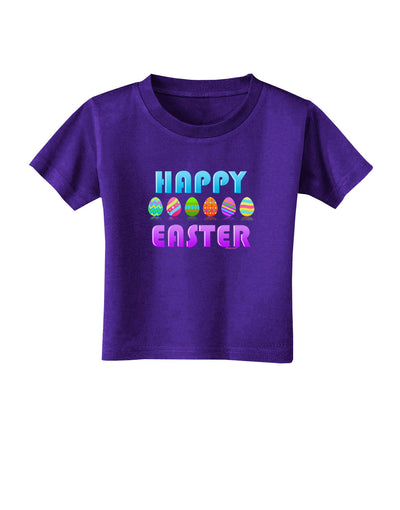 Happy Easter Decorated Eggs Toddler T-Shirt Dark-Toddler T-Shirt-TooLoud-Purple-2T-Davson Sales