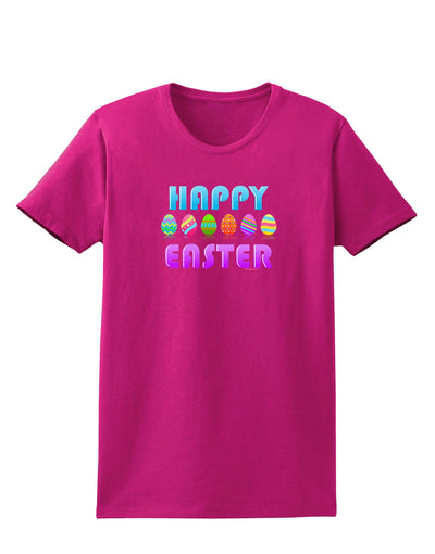 Happy Easter Decorated Eggs Womens Dark T-Shirt-TooLoud-Hot-Pink-Small-Davson Sales