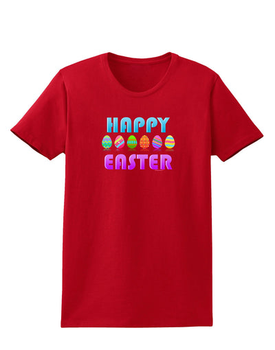 Happy Easter Decorated Eggs Womens Dark T-Shirt-TooLoud-Red-X-Small-Davson Sales