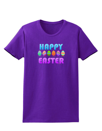 Happy Easter Decorated Eggs Womens Dark T-Shirt-TooLoud-Purple-X-Small-Davson Sales