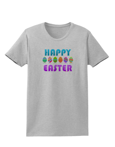 Happy Easter Decorated Eggs Womens T-Shirt-Womens T-Shirt-TooLoud-AshGray-X-Small-Davson Sales