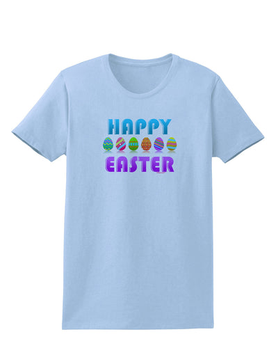 Happy Easter Decorated Eggs Womens T-Shirt-Womens T-Shirt-TooLoud-Light-Blue-X-Small-Davson Sales