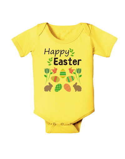 Happy Easter Design Baby Romper Bodysuit-Baby Romper-TooLoud-Yellow-06-Months-Davson Sales