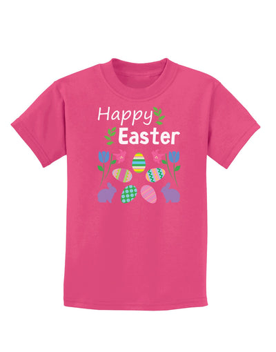 Happy Easter Design Childrens Dark T-Shirt-Childrens T-Shirt-TooLoud-Sangria-X-Small-Davson Sales