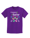 Happy Easter Design Childrens Dark T-Shirt-Childrens T-Shirt-TooLoud-Purple-X-Small-Davson Sales