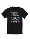 Happy Easter Design Childrens Dark T-Shirt-Childrens T-Shirt-TooLoud-Black-X-Small-Davson Sales