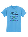 Happy Easter Design Childrens T-Shirt-Childrens T-Shirt-TooLoud-Aquatic-Blue-X-Small-Davson Sales