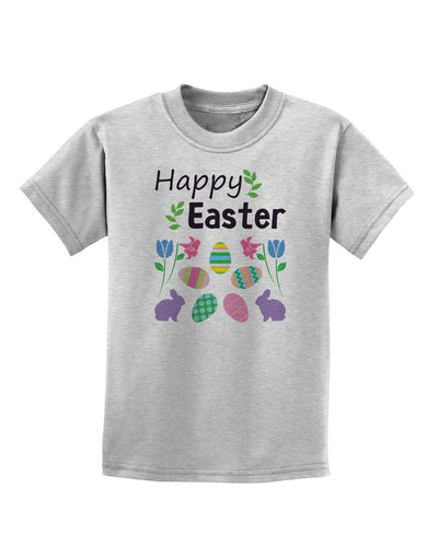 Happy Easter Design Childrens T-Shirt-Childrens T-Shirt-TooLoud-AshGray-X-Small-Davson Sales