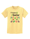 Happy Easter Design Childrens T-Shirt-Childrens T-Shirt-TooLoud-Daffodil-Yellow-X-Small-Davson Sales