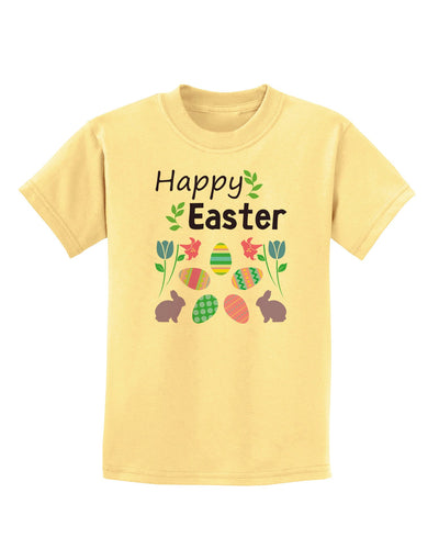 Happy Easter Design Childrens T-Shirt-Childrens T-Shirt-TooLoud-Daffodil-Yellow-X-Small-Davson Sales