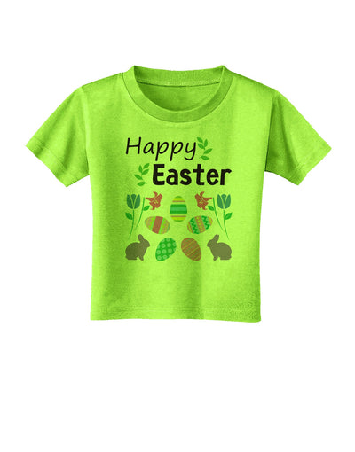 Happy Easter Design Toddler T-Shirt-Toddler T-Shirt-TooLoud-Lime-Green-2T-Davson Sales