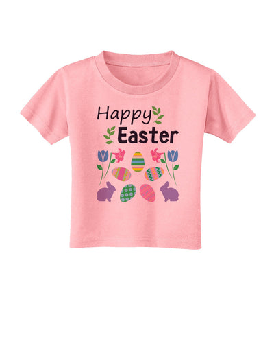 Happy Easter Design Toddler T-Shirt-Toddler T-Shirt-TooLoud-Candy-Pink-2T-Davson Sales